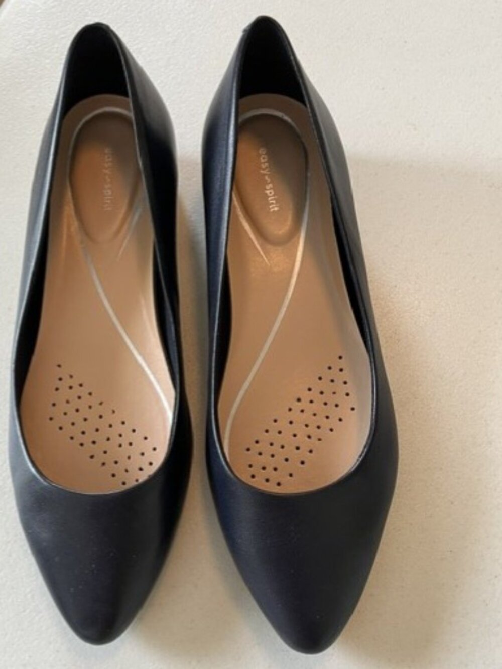 Easy Spirit Leather Flats Navy 8.5 Wide